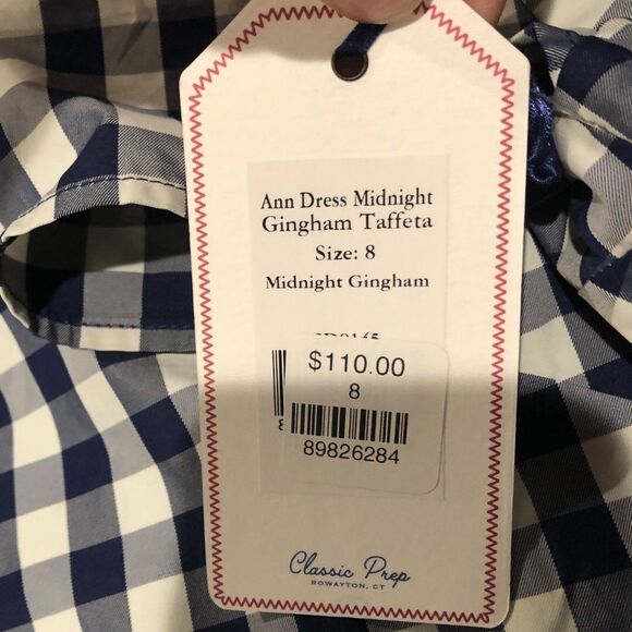 Classic Prep Ann Dress Midnight Gingham Taffeta Girls Size 8 NWT - Picture 3 of 4